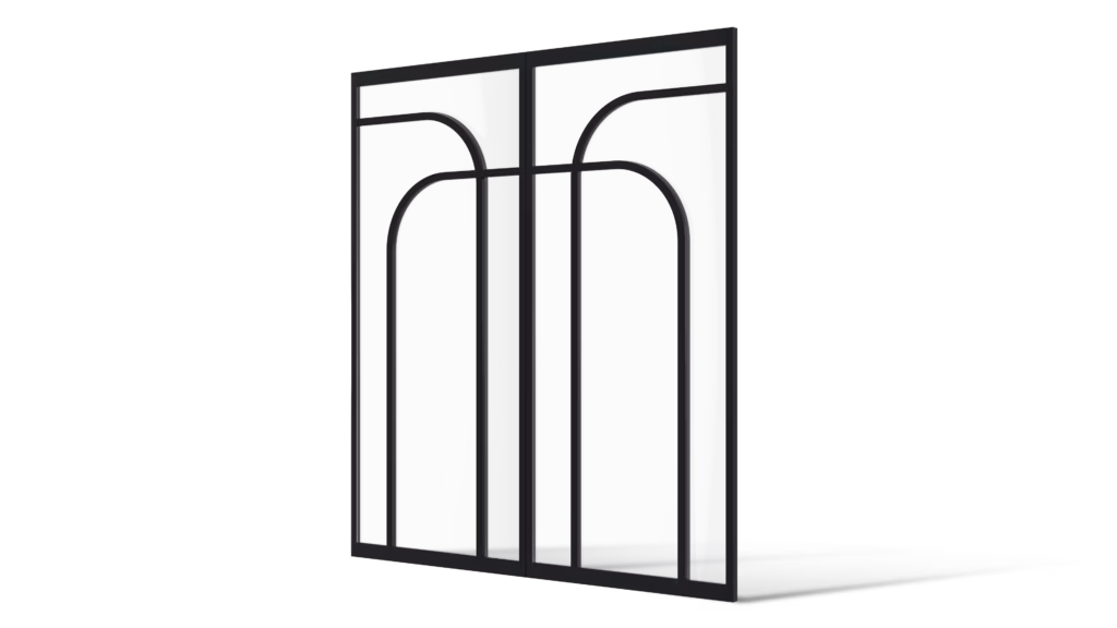 Dubbele stalen deur met ronde vormen