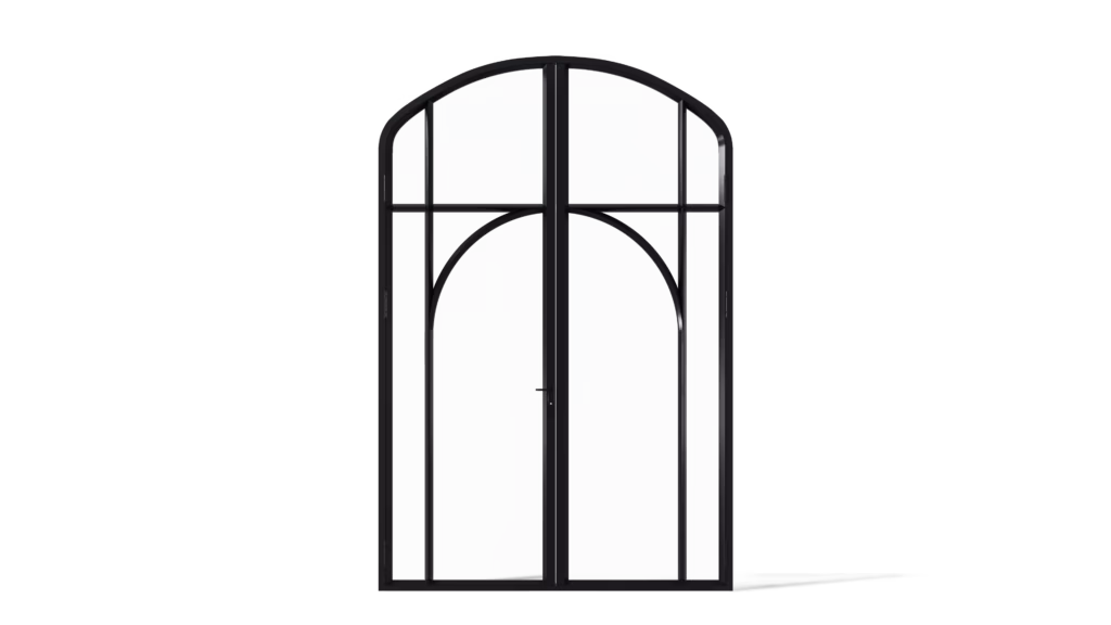 Stalen geïsoleerde korfboogpui model Brampton, dubbele deur met boogroedes