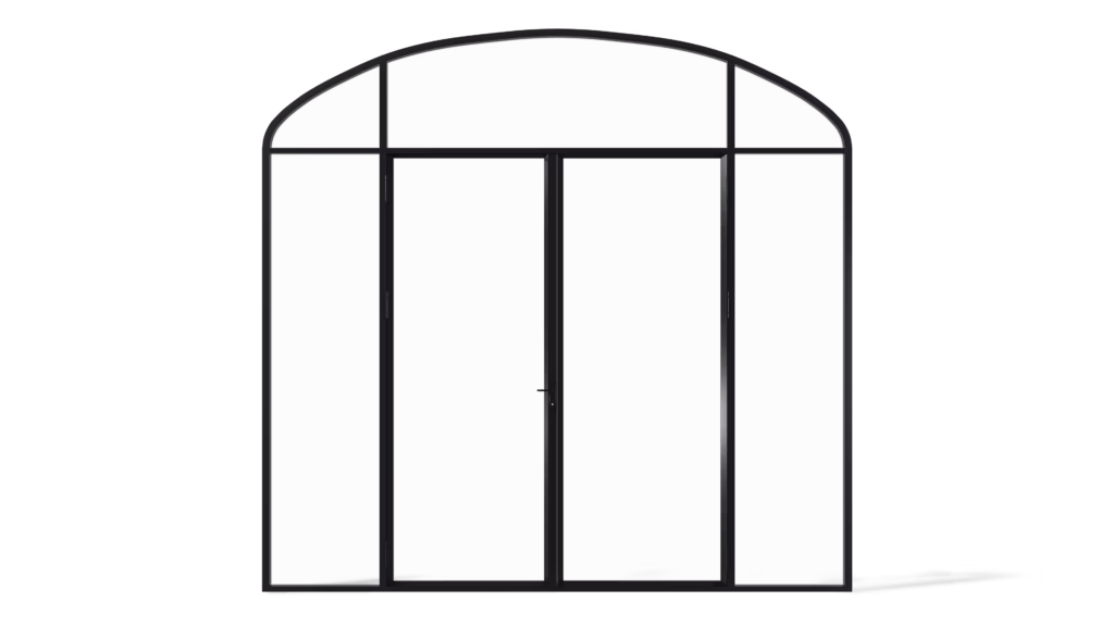 Stalen geïsoleerde korfboogpui model Canada, dubbele deur inclusief zij- en bovenlicht