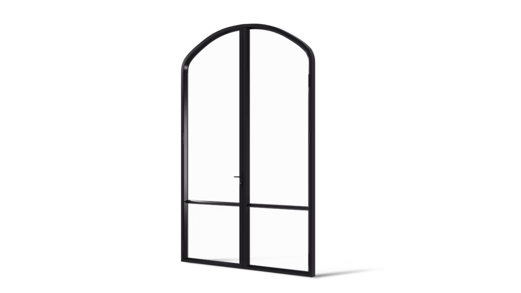 Stalen geïsoleerde korfboogpui model Dublin, dubbele deur met 1 horizontale roede