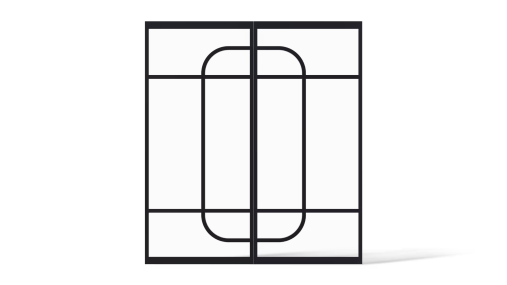 Dubbele stalen deur Brooklyn met exclusieve vlakverdeling en sierlijke dubbele ronding in een elegant ontwerp