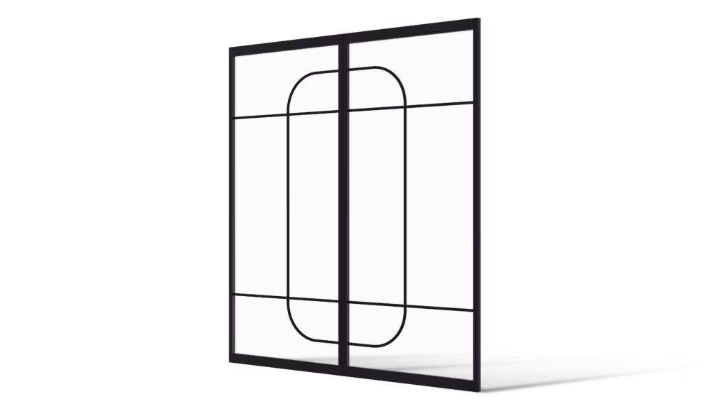 Dubbel stalen deurmodel Brooklyn met minimalistische indeling en vloeiende dubbele ronding