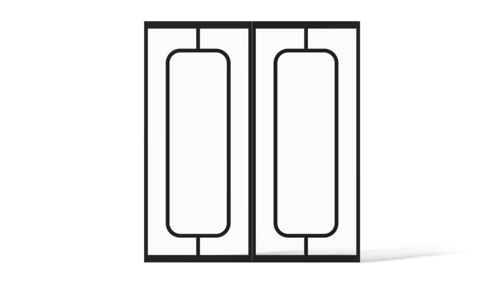 Dubbele stalen deur Edmonton met exclusieve latverdeling en elegante, organische boogvorm