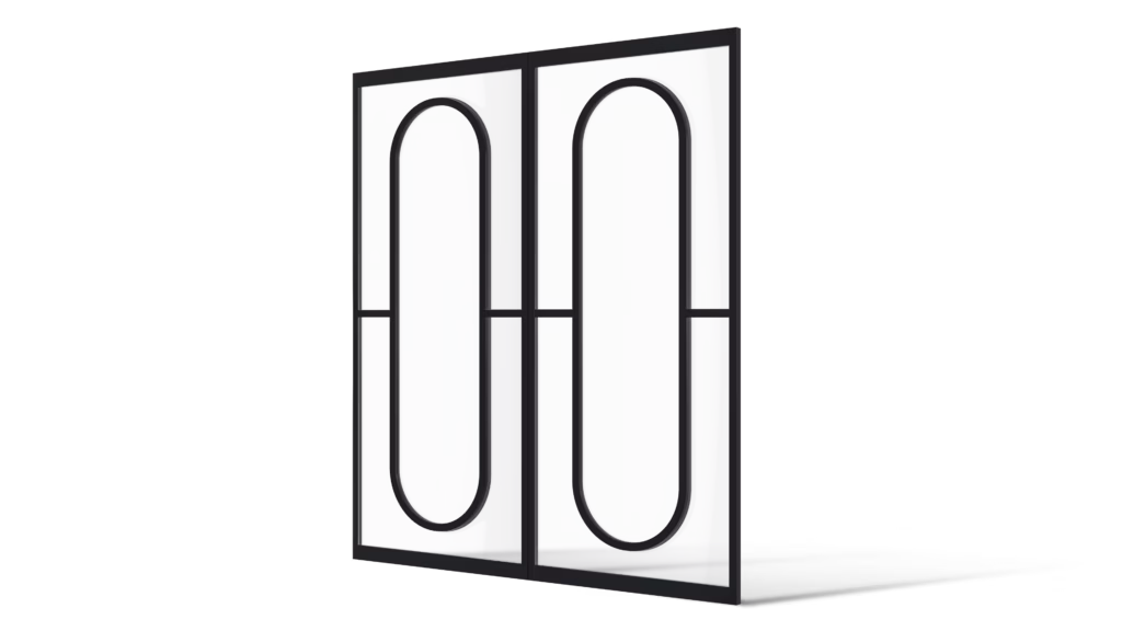 Dubbele stalen deur Memphis met exclusieve latverdeling en sierlijke, organische boogvorm