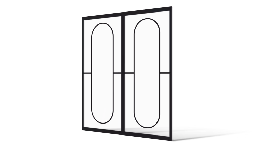 Dubbel stalen deurmodel Memphis met vloeiende organische ronding in een strak en minimalistisch ontwerp