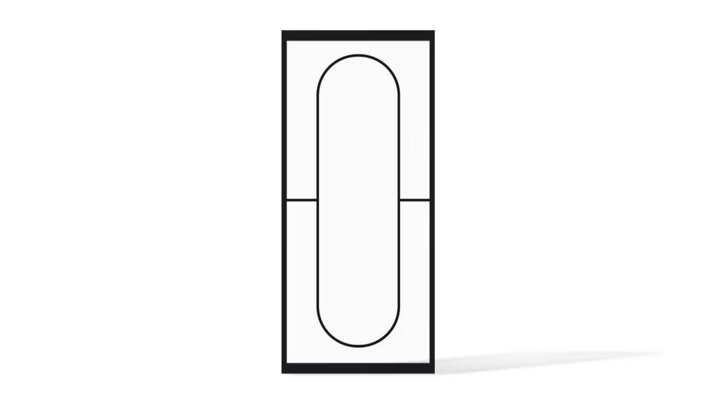 Minimalistisch stalen deurmodel Memphis met organische ronding en moderne, rustige uitstraling, enkel uitgevoerd