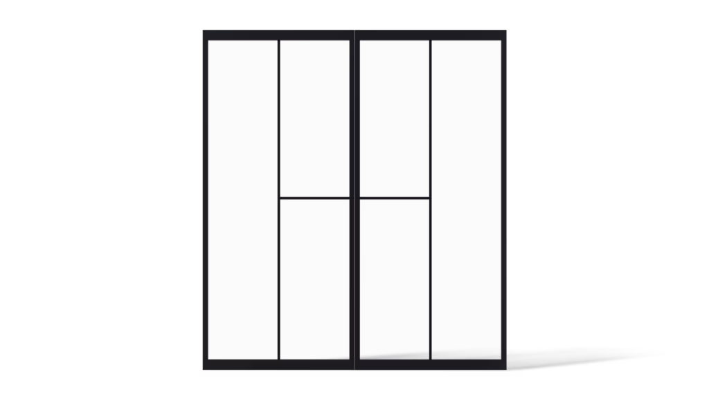 Dubbel stalen deurmodel Raleigh met minimalistische rechte vlakverdeling en moderne uitstraling